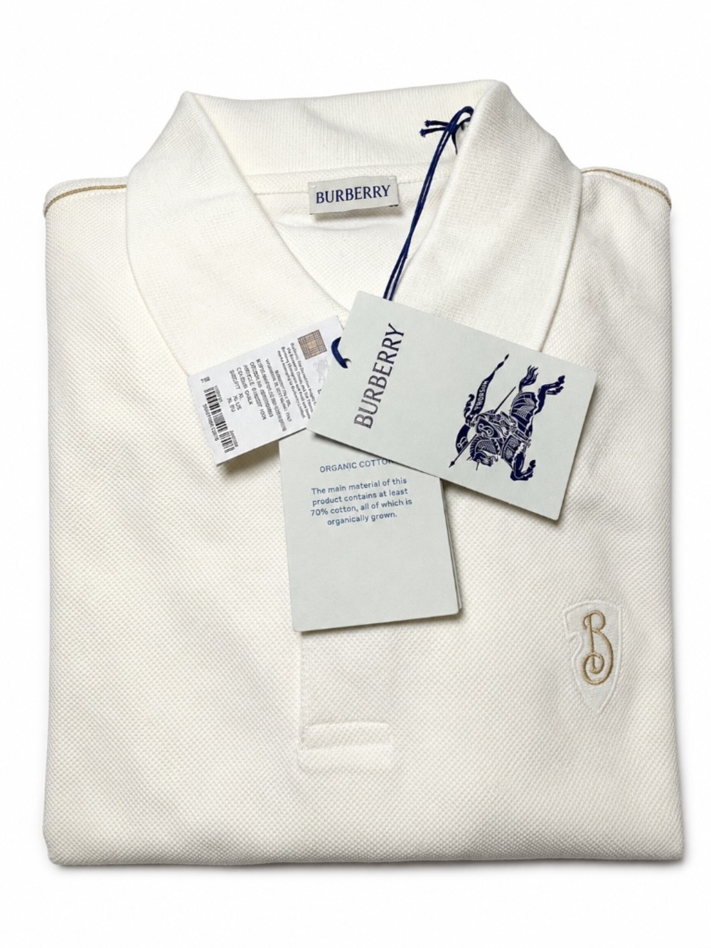 Burberry White TB Monogram Cotton Polo Mens XL NWT